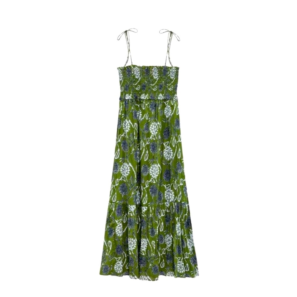 ZARA PRINTED MIDI DRESS GREEN SIZE S | 6895/057